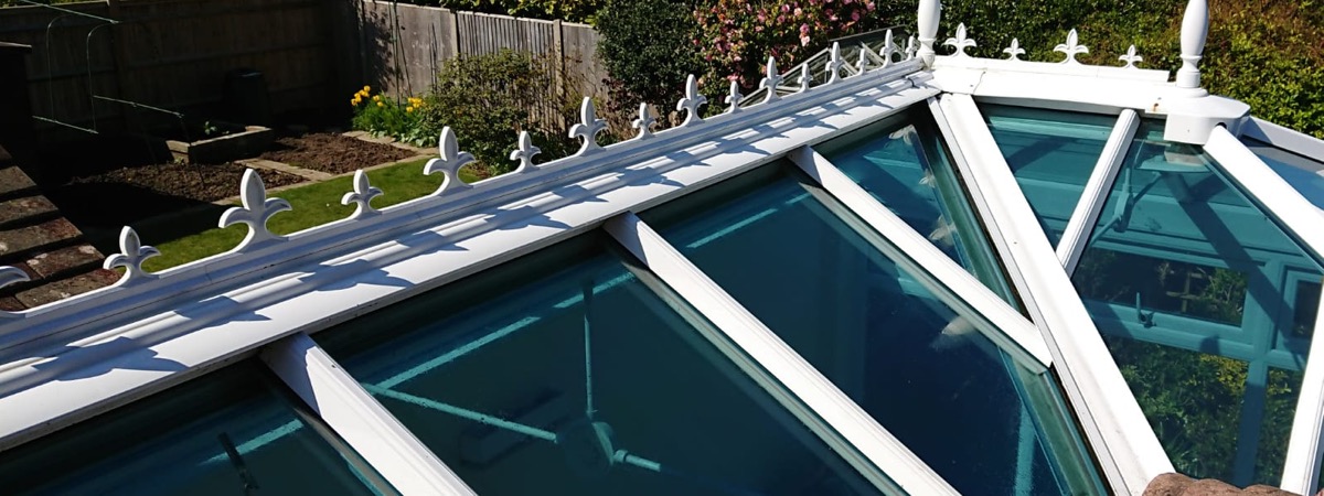 Clean conservatory roof in sunshine